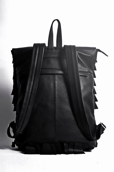 Shop emerging slow fashion accessory brand Anoir by Amal Kiran Jana Black Cut Backpack at Erebus
