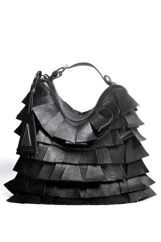 Shop Emerging Slow Fashion Accessory Brand Anoir by Amal Kiran Jana Black Leather Cut Transformable Bag at Erebus
