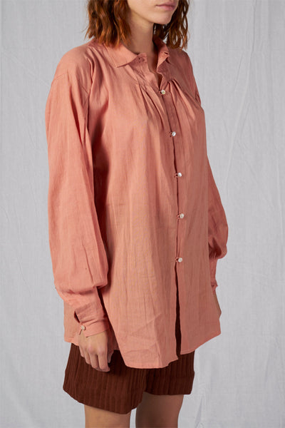 Shop Emerging Slow Fashion Conscious Conceptual Brand Cora Bellotto Zero Waste Dusty Pink Organic Cotton Topaz Shirt at Erebus