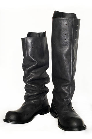 Shop Conscious Dark Fashion Brand MAKS Design Black Leather Riding Boots at Erebus